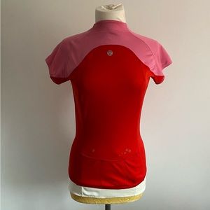 Lululemon Red & Pink Shortsleeved Workout Top Size 8